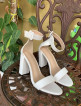 Shein white chunky platform two strap sandals heels
