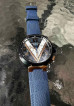 Loius Vuitton Tambour Damier Cobalt Blue and Gold Chronograph