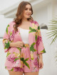 Cover Coat & Shorts Floral Plus Size 2 in 1 Terno