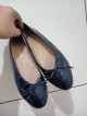 Ch@nel navy blue patent ballerina flats