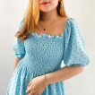 VERIÑA SMOCKED SLIT PUFF SLEEVE
