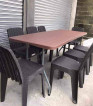 Folded table with 8chairs rattan