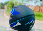 HNJ FULL FACE HELMET BLACK/BLUE MATTE