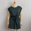L-2XL PLUSSIZE PLAIN PULL STRING GARTERIZED WAIST DRESS