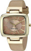 AUTHENTIC Nine West Women's NW/1856NTNT Gold-Tone and Tan Textured Strap Watch