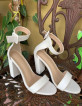 Shein white chunky platform two strap sandals heels
