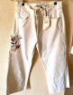 ZARA womens embroidered white denim pants