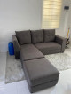 L-Shape Gray Sofa Bed with 3 pillows