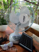 Solar desk fan with 2 bulbs