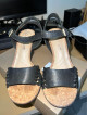 Pre-loved Clarks Wedge Sandals Black Leather US7