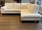 Lshape cream leather sectional sofa