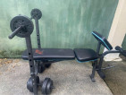 Workout Bench with free weights