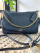 Coach Carrie Crossbody Bag in Blue Metallic Leather