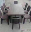 PLASTIC RATTAN CHAIRS AND TABLE SET