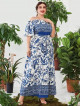 Fashion Casual Floral Maxi Dress with belt Chiffon